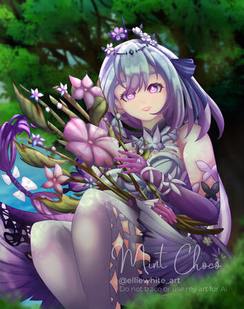 My artwork of Castorice, a character from Honkai: Star Rail by Hoyoverse. She was drawn for a AR keychain test.