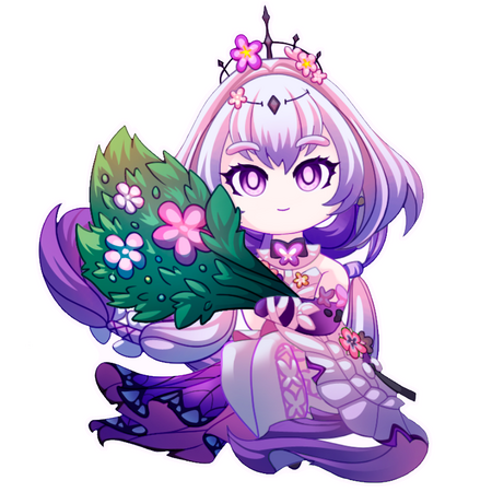 My artwork of the character Castorice from Honkai: Star Rail by Hoyoverse. The chibi version was meant to be printed as a keychain, which when scanned with an AR app will reveal the animated version.
