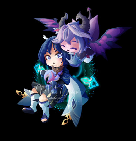 My artwork depicting the characters Wanderer and Durin from Genshin Impact by Hoyoverse.